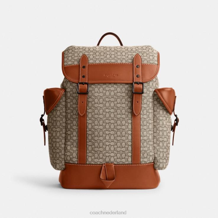 Coach Heren Trekhaakrugzak van micro-signatuurjacquard cacao/gepolijst amber 02264683