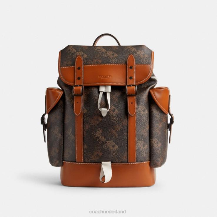 Coach Heren trekhaakrugzak met grote paard-en-koetsprint truffel/gepolijst amber 02264681