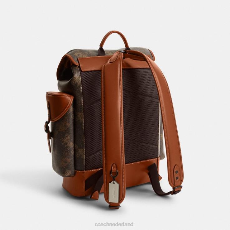 Coach Heren trekhaakrugzak met grote paard-en-koetsprint truffel/gepolijst amber 02264681