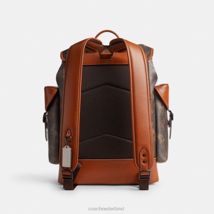 Coach Heren trekhaakrugzak met grote paard-en-koetsprint truffel/gepolijst amber 02264681