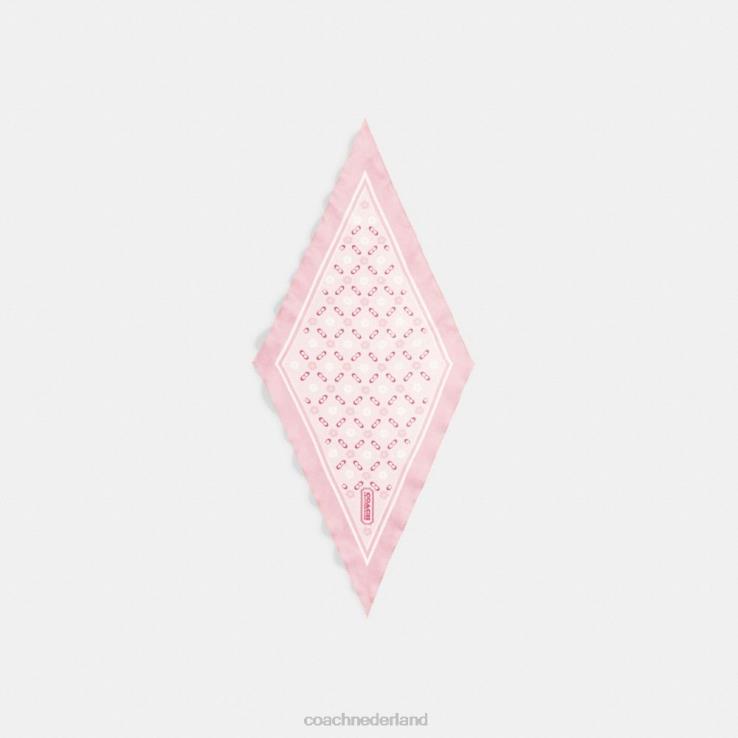 Coach vrouwen Zijden diamanten sjaal met theeroosprint bloem roze 02264609