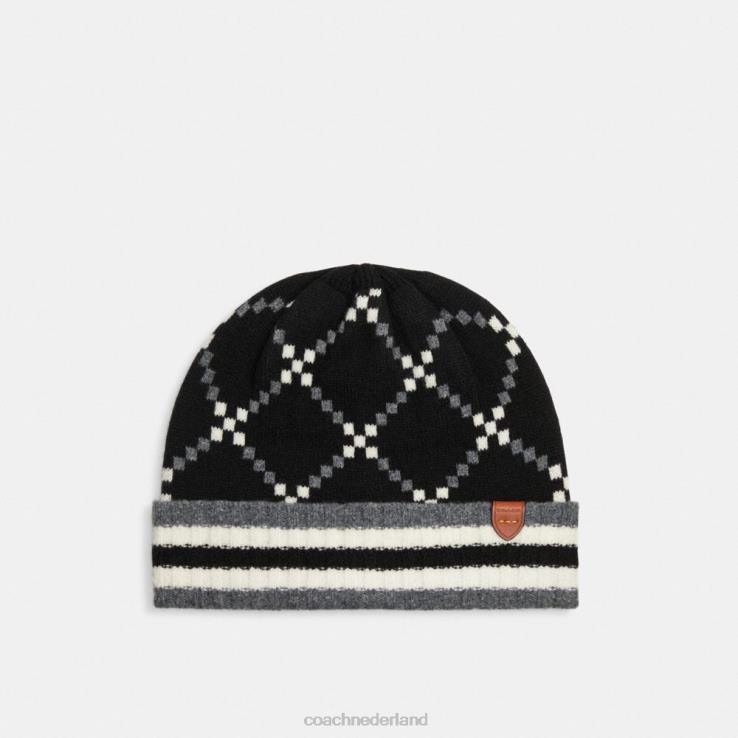 Coach vrouwen kenmerkende jacquardmuts zwart 02264547