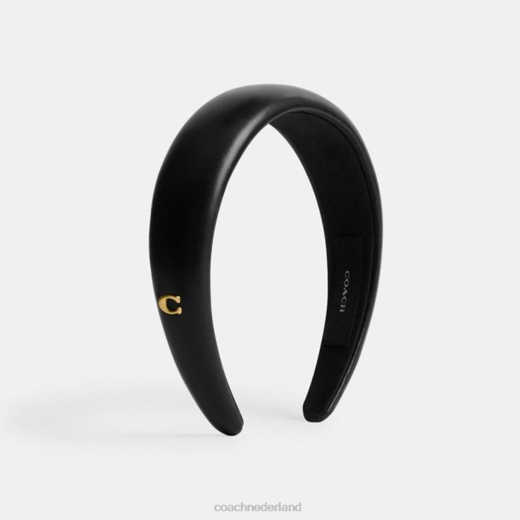 Coach vrouwen leren hoofdband zwart 02264589