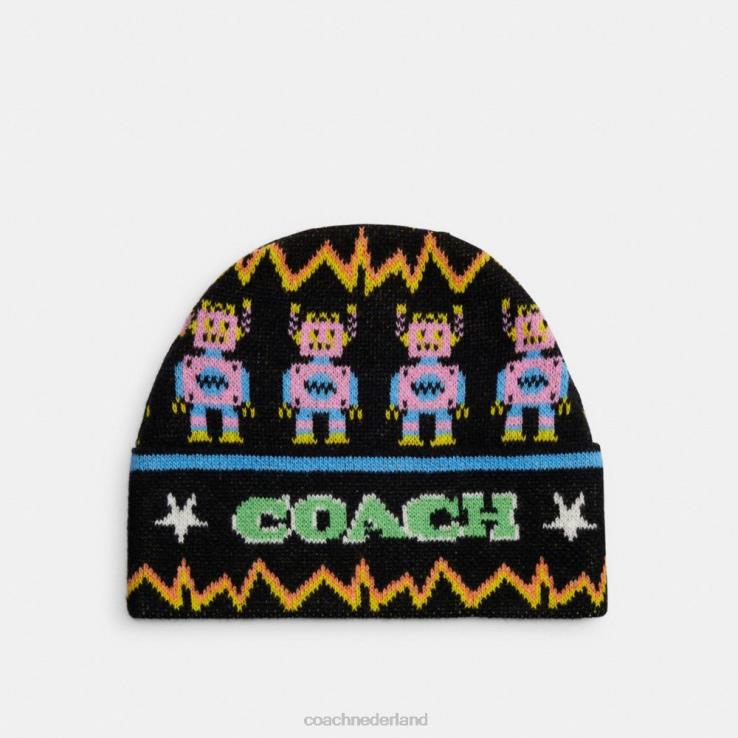 Coach vrouwen muts met kosmische print zwart veelkleurig 02264548