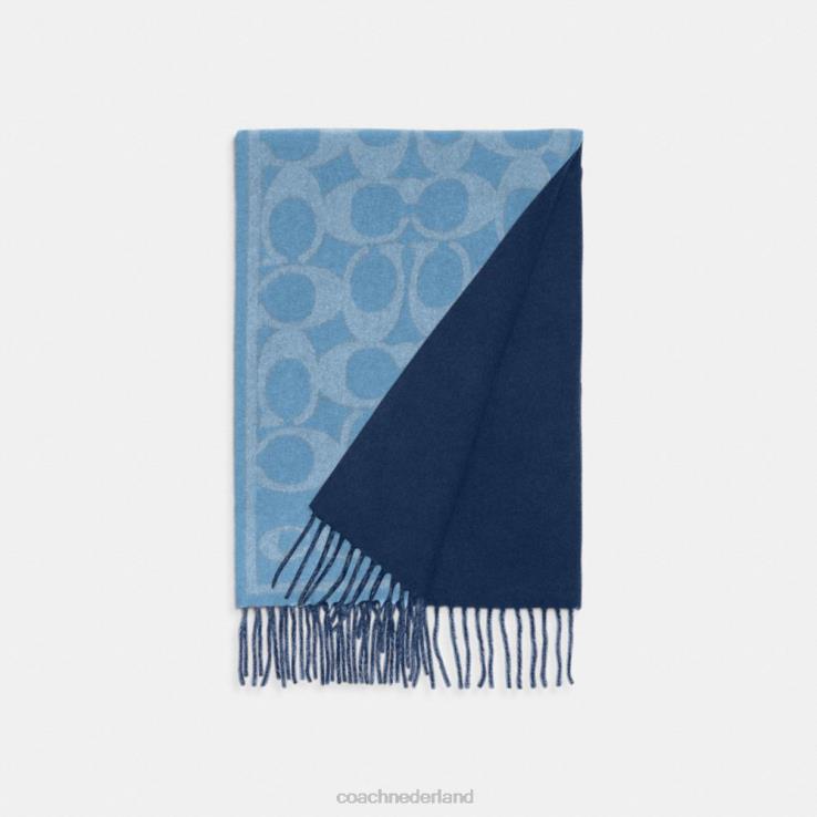 Coach vrouwen omkeerbare kenmerkende kasjmierdemper denim 02264572
