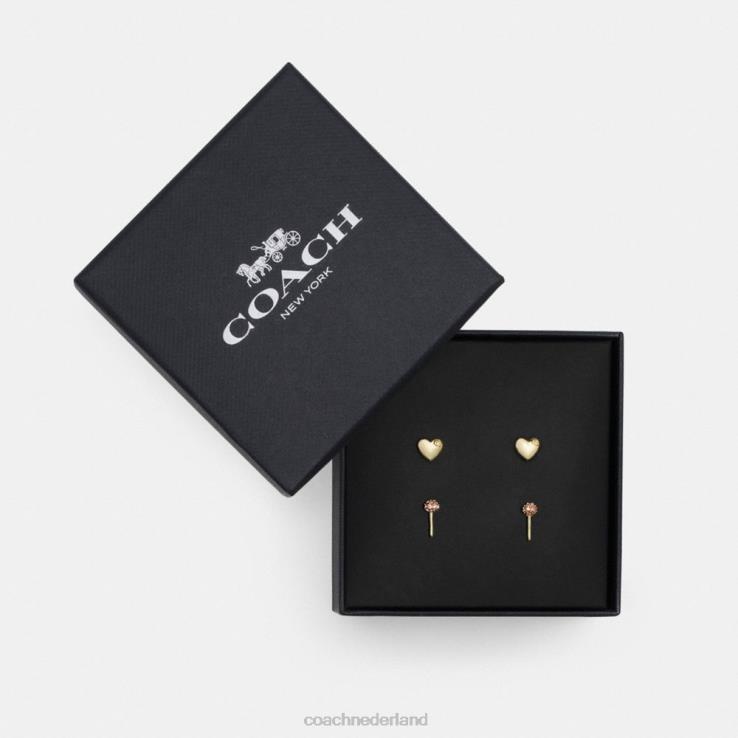 Coach vrouwen Set oorbellen met hart en lolly goud/veelkleurig 02264539