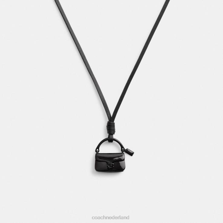 Coach vrouwen handtas leren ketting zwart 02264536