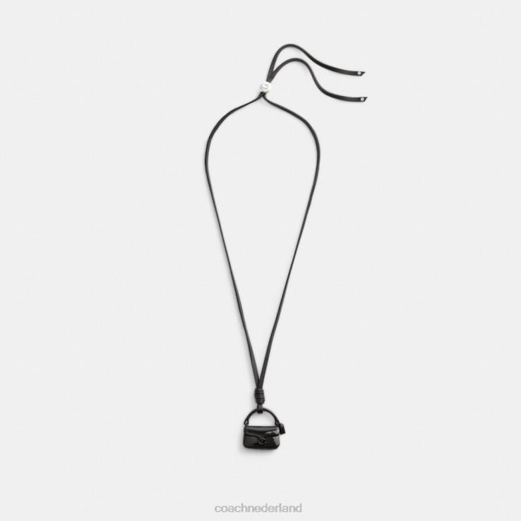 Coach vrouwen handtas leren ketting zwart 02264536