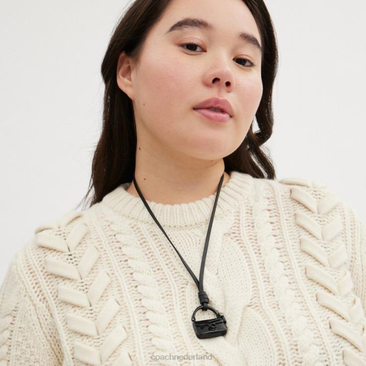 Coach vrouwen handtas leren ketting zwart 02264536