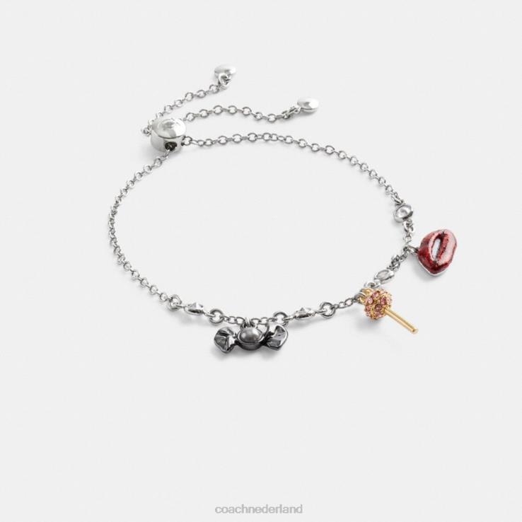 Coach vrouwen mini snoep slider armband zilver/multi 02264533
