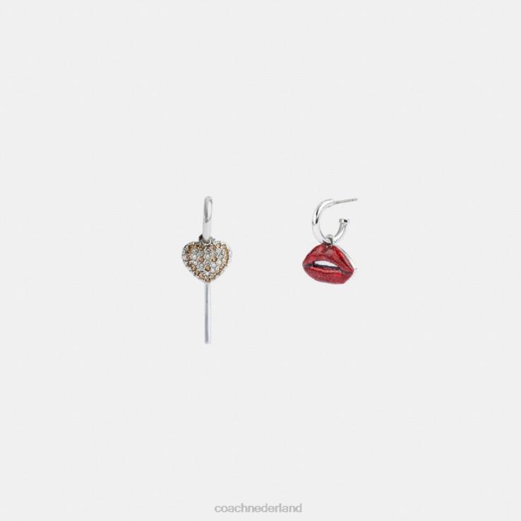 Coach vrouwen oorbellen met lolly en lippen passen niet bij elkaar zilver/multi 02264532