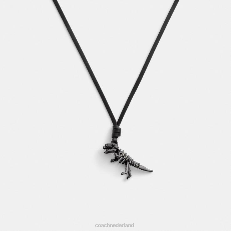 Coach vrouwen skeletachtige rexy lederen ketting zwart 02264535