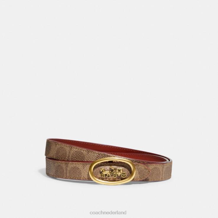 Coach vrouwen Omkeerbare riem met paardenkoets, 20 mm b4/tan sig c / roest 02264615