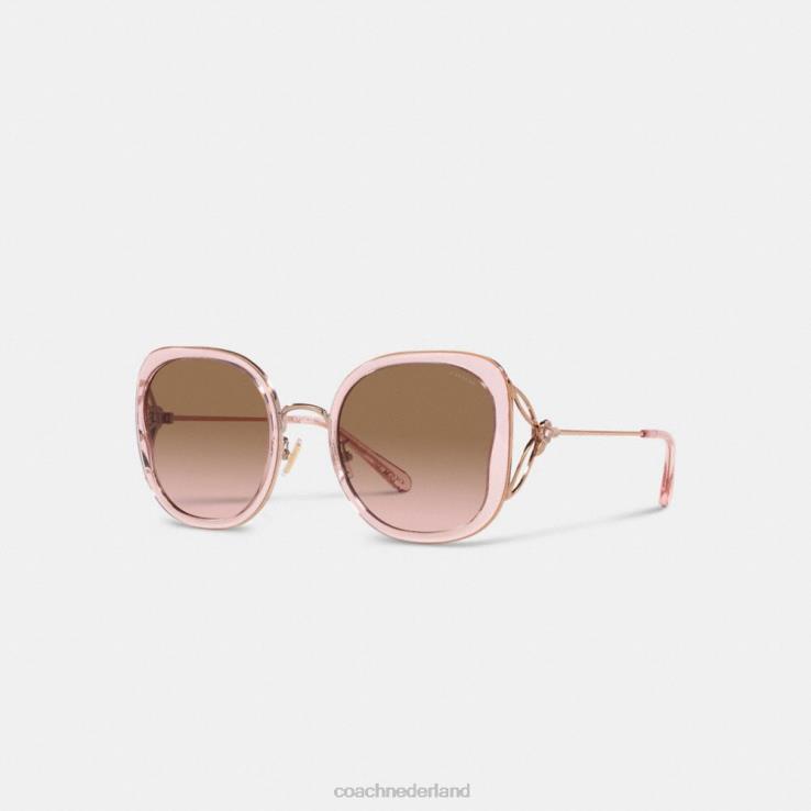 Coach vrouwen Tea Rose oversized vierkante vlinderzonnebril kristal roze 02264531