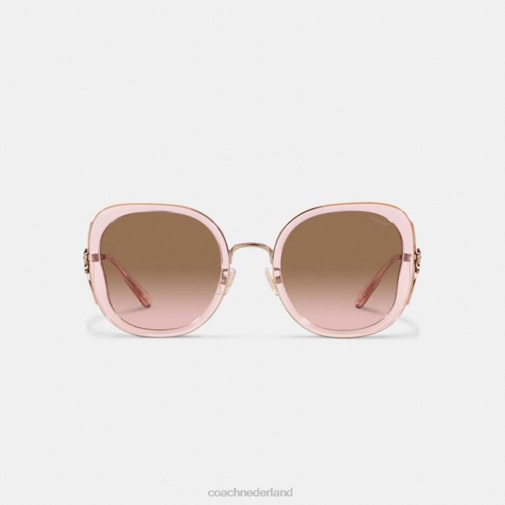 Coach vrouwen Tea Rose oversized vierkante vlinderzonnebril kristal roze 02264531