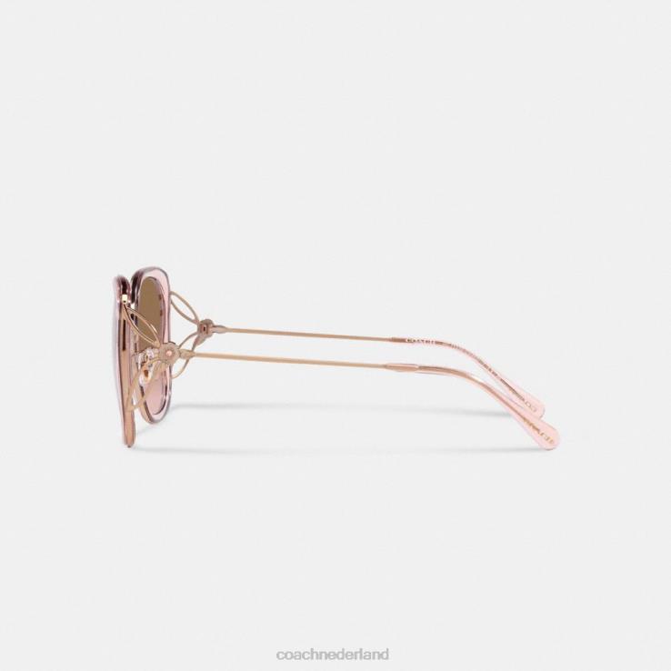 Coach vrouwen Tea Rose oversized vierkante vlinderzonnebril kristal roze 02264531