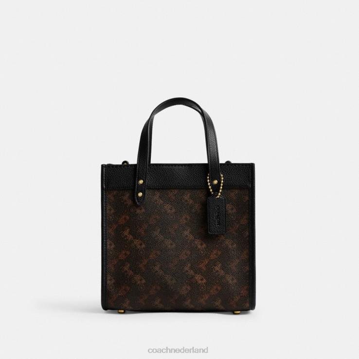 Coach vrouwen field tote 22 met paard en wagen print b4/truffelzwart 02264297