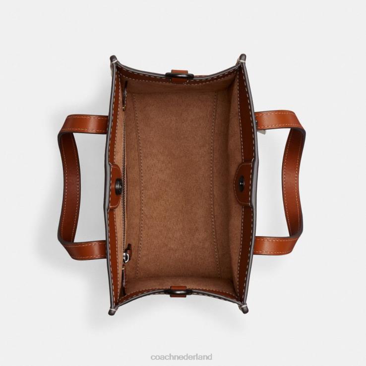 Coach vrouwen veldtas 22 met grote paard-en-koetsprint v5/truffel gepolijst amber 02264296