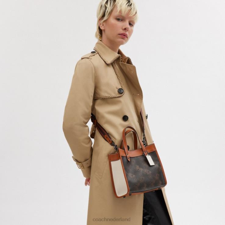 Coach vrouwen veldtas 22 met grote paard-en-koetsprint v5/truffel gepolijst amber 02264296