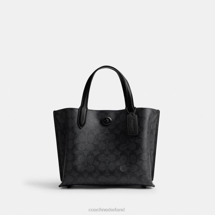Coach vrouwen wilgentas 24 in kenmerkend canvas mw/houtskool/zwart 02264285