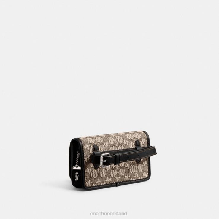 Coach vrouwen bandiet heuptasje van kenmerkend jacquard lh/cacaozwart 0226411