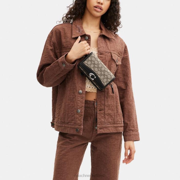 Coach vrouwen bandiet heuptasje van kenmerkend jacquard lh/cacaozwart 0226411