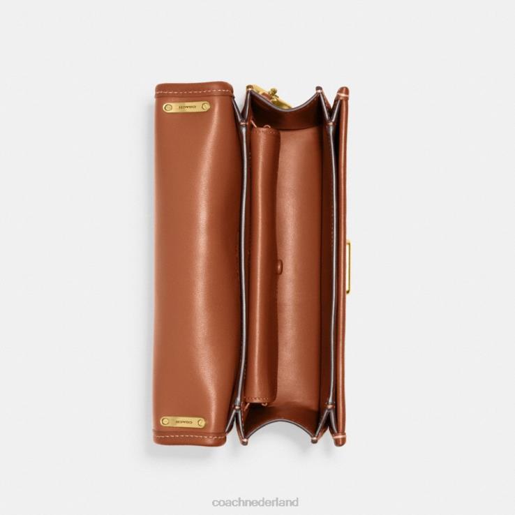Coach vrouwen bandietenschoudertas van kenmerkend textieljacquard b4/cacao gepolijst amb 0226413