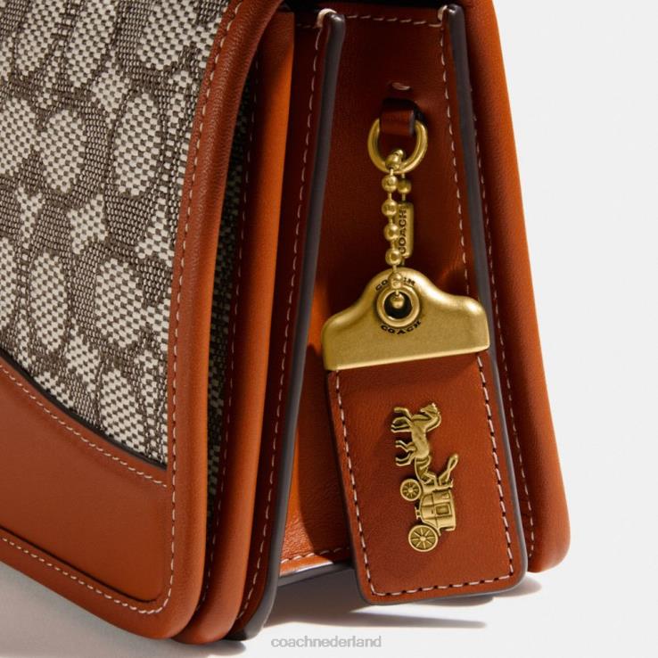 Coach vrouwen bandietenschoudertas van kenmerkend textieljacquard b4/cacao gepolijst amb 0226413