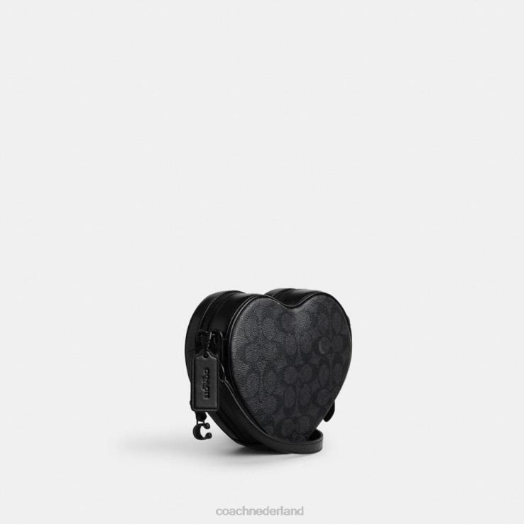 Coach vrouwen hart-crossbodytas van kenmerkend canvas mw/houtskool/zwart 02264205
