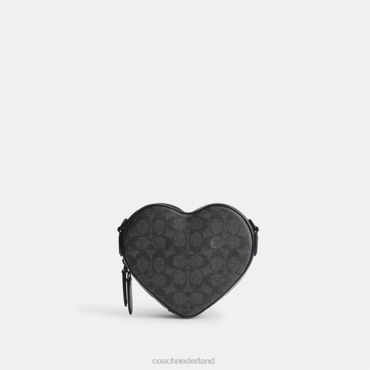 Coach vrouwen hart-crossbodytas van kenmerkend canvas mw/houtskool/zwart 02264205