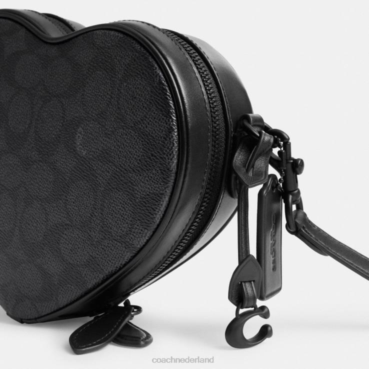 Coach vrouwen hart-crossbodytas van kenmerkend canvas mw/houtskool/zwart 02264205