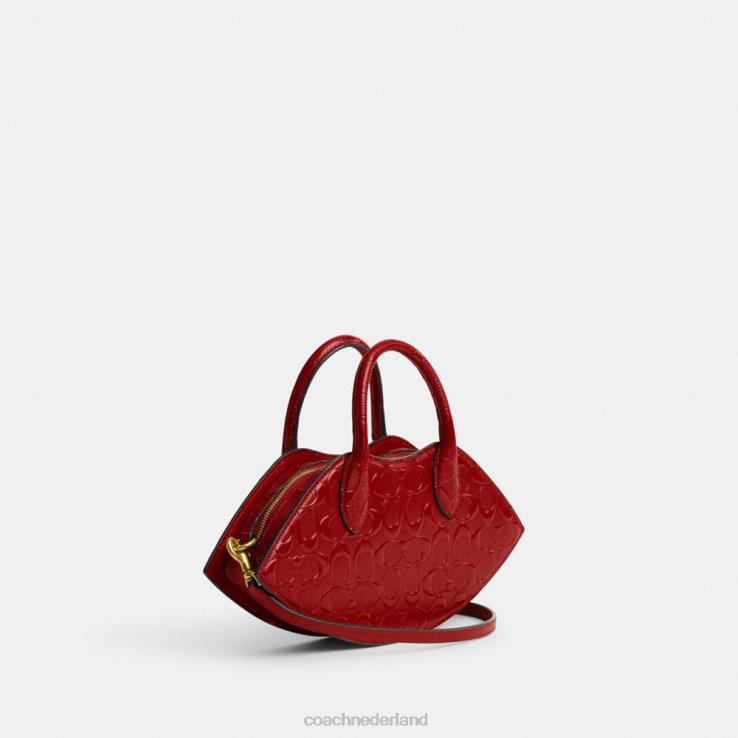 Coach vrouwen lippentasje van kenmerkend leer b4/rood 02264239