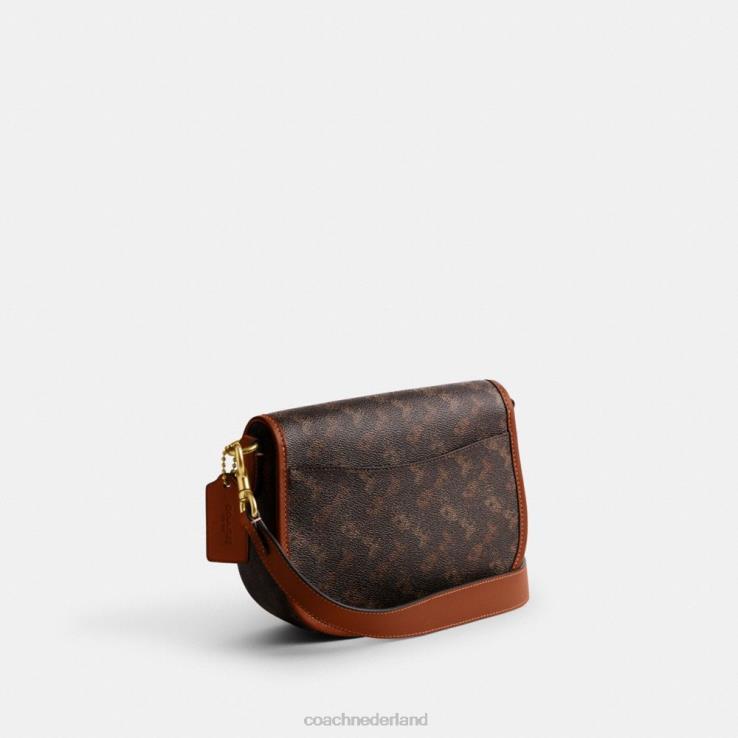 Coach vrouwen Harley crossbodytas met paard en koetsprint b4/truffel gepolijst amber 0226424