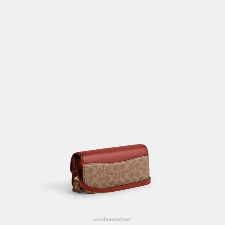 Coach vrouwen idolbag 23 van kenmerkend canvas met slangenleerdetail b4/bruin roest 0226436
