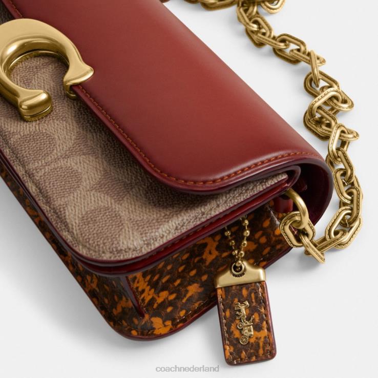 Coach vrouwen idolbag 23 van kenmerkend canvas met slangenleerdetail b4/bruin roest 0226436