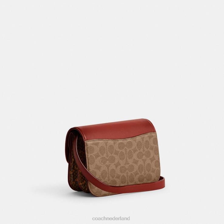 Coach vrouwen idoltas van kenmerkend canvas met slangenleerdetail b4/bruin roest 0226446