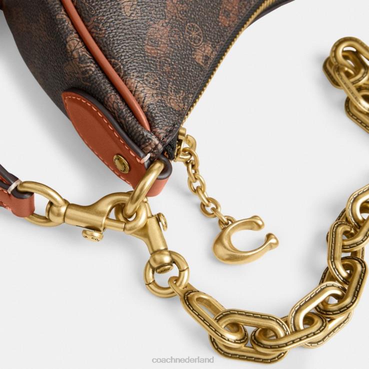 Coach vrouwen Mira schoudertas met paard en koetsprint b4/truffel gepolijst amber 0226453