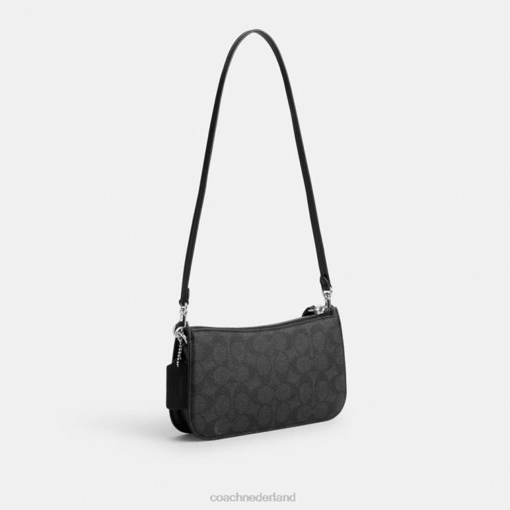 Coach vrouwen de lil nas x drop penn schoudertas van kenmerkend canvas lh/lh/kitten lock-up zwart 0226462