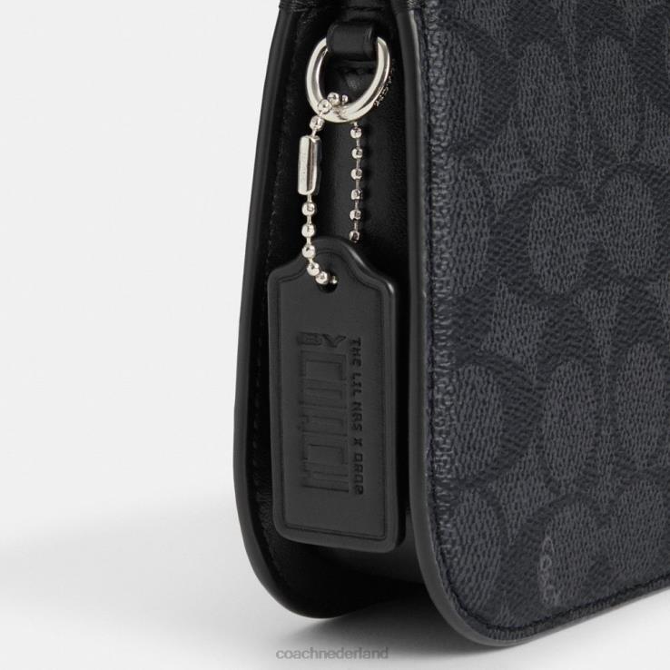 Coach vrouwen de lil nas x drop penn schoudertas van kenmerkend canvas lh/lh/kitten lock-up zwart 0226462
