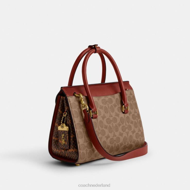 Coach vrouwen broome draagtas van kenmerkend canvas met slangenleerdetail b4/bruin roest 02264172