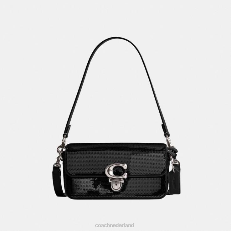 Coach vrouwen studio baguette tas met pailletten links/zwart 02264183