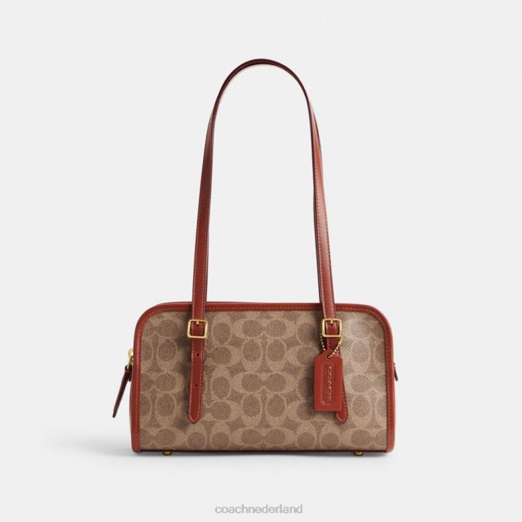 Coach vrouwen Swing-ritssluiting van kenmerkend canvas b4/bruin roest 02264268
