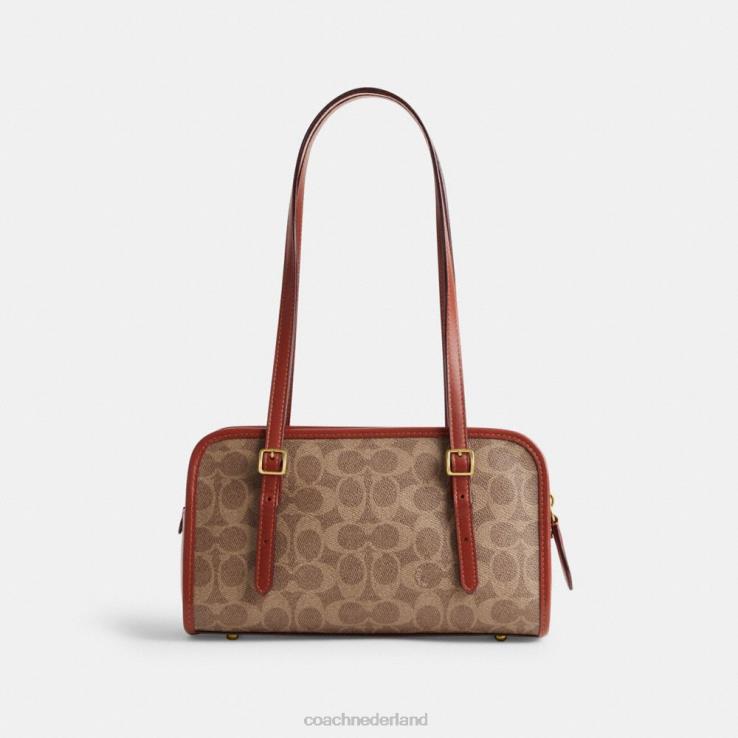 Coach vrouwen Swing-ritssluiting van kenmerkend canvas b4/bruin roest 02264268