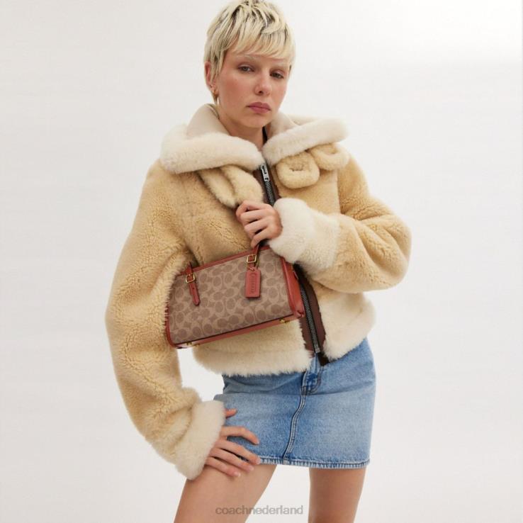 Coach vrouwen Swing-ritssluiting van kenmerkend canvas b4/bruin roest 02264268