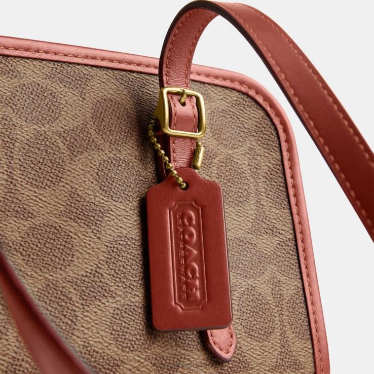 Coach vrouwen Swing-ritssluiting van kenmerkend canvas b4/bruin roest 02264268