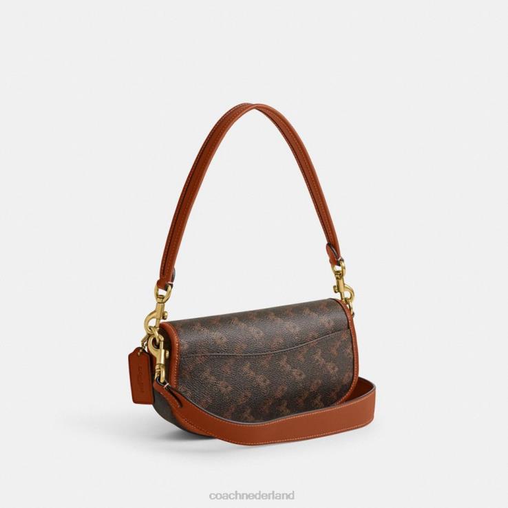 Coach vrouwen harley schoudertas 23 met paard en koets print b4/truffel gepolijst amber 02264263