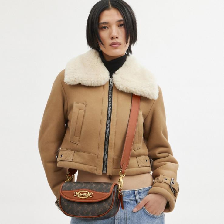 Coach vrouwen harley schoudertas 23 met paard en koets print b4/truffel gepolijst amber 02264263