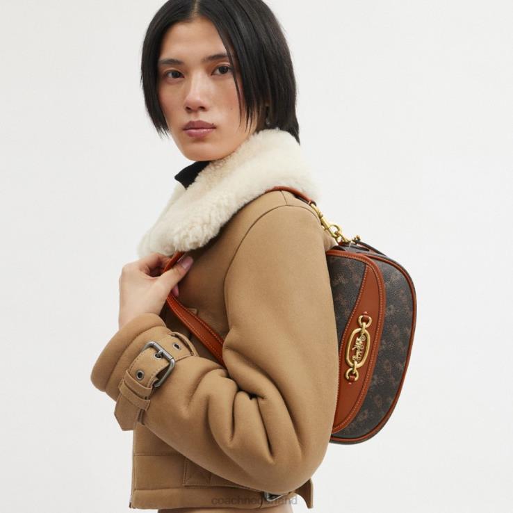Coach vrouwen harley schoudertas 23 met paard en koets print b4/truffel gepolijst amber 02264263
