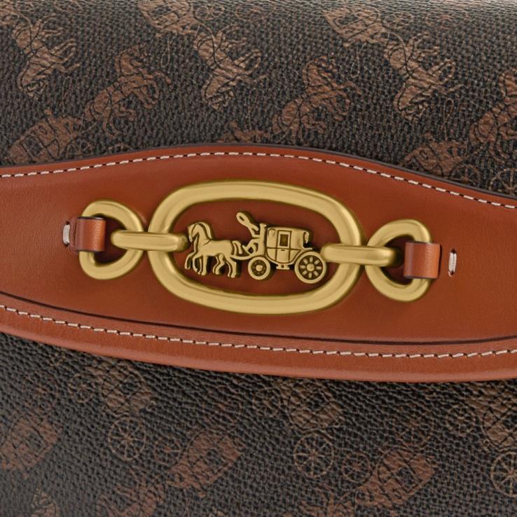 Coach vrouwen harley schoudertas 23 met paard en koets print b4/truffel gepolijst amber 02264263