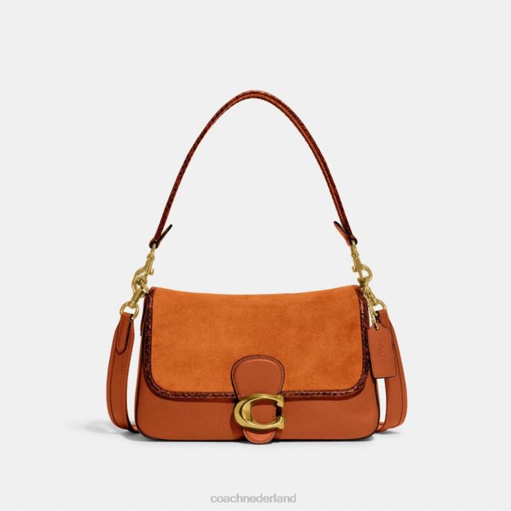 Coach vrouwen zachte tabby schoudertas met slangenleer detail b4/gepolijst amber 02264120